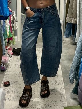 Free People “Look Alike” Barrel Jeans